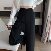 高级感西装裤女春夏新款高腰垂感阔腿裤宽松双扣显瘦窄版拖地长裤