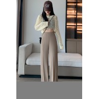 高级感西装裤女春夏新款高腰垂感阔腿裤宽松双扣显瘦窄版拖地长裤