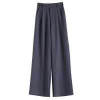 亚麻西装阔腿裤女2024春夏新款直筒宽松显瘦小个子高腰垂感拖地款
