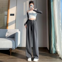 2024春夏新款西装裤女高腰阔腿休闲裤小个子直筒拖地裤