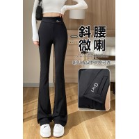 马蹄微喇西装裤女2024新款春夏季高腰显瘦小个子休闲喇叭裤