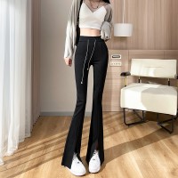 开叉喇叭裤女春夏新款胖mm大码裤高腰显瘦小个子休闲微喇裤