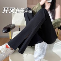 开叉喇叭裤女春夏高腰显瘦西装裤拖地休闲垂感小个子微喇裤