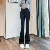 哥弟面料西装微喇裤女春季喇叭裤子女新款高腰显瘦西装女裤
