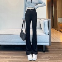 哥弟面料西装微喇裤女春季喇叭裤子女新款高腰显瘦西装女裤