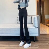 哥弟面料西装微喇裤女春季喇叭裤子女新款高腰显瘦西装女裤