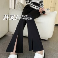 开叉喇叭裤女春夏新款高腰显瘦开叉九分休闲西装微喇裤子春秋款