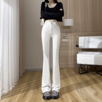 春装新款高腰微喇叭裤女显高直筒休闲裤大码职业西装喇裤子