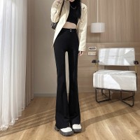 春装新款高腰微喇叭裤女显高直筒休闲裤大码职业西装喇裤子