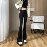 春装新款高腰微喇叭裤女显高直筒休闲裤大码职业西装喇裤子