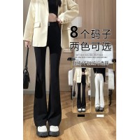 春装新款高腰微喇叭裤女显高直筒休闲裤大码职业西装喇裤子