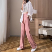 春夏新款高级感西装阔腿裤女刺绣高腰垂感加长版休闲直筒裤