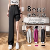 黑色阔腿裤女春夏高腰垂感西装裤小个子大码胖MM拖地直筒裤