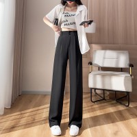 黑色阔腿裤女春夏高腰垂感西装裤小个子大码胖MM拖地直筒裤