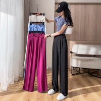 窄版阔腿裤女高级感垂感西装裤小个子西裤夏季薄款直筒裤子
