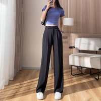 窄版阔腿裤女高级感垂感西装裤小个子西裤夏季薄款直筒裤子