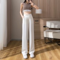 窄版裤子女春夏拖地高级垂感阔腿裤小个子宽松直筒西装裤夏