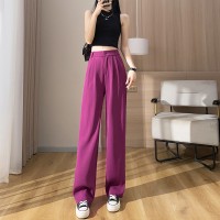 白色西装裤春夏款高级垂感直筒拖地裤小个子窄版冰丝阔腿裤