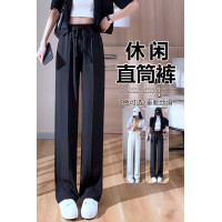 西装裤女新款窄版冰丝阔腿裤前中缝高垂感显瘦薄拖地休闲裤