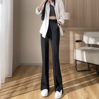 垂感开叉喇叭裤女春夏薄款高腰显瘦拖地休闲黑色西装微喇裤