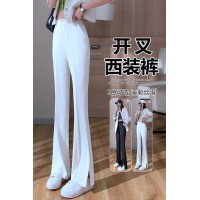 垂感开叉喇叭裤女春夏薄款高腰显瘦拖地休闲黑色西装微喇裤