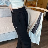 窄版香蕉阔腿裤女春秋卫裤2024新款高腰垂感休闲直筒运动裤
