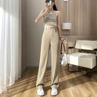 西装裤女2024新款春夏季高腰开叉阔腿拖地裤垂感休闲香蕉裤