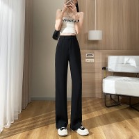 西装裤女2024新款春夏季高腰开叉阔腿拖地裤垂感休闲香蕉裤