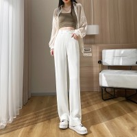 西装裤女2024新款春夏季高腰开叉阔腿拖地裤垂感休闲香蕉裤