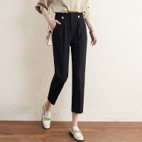 职业西装裤女2024春夏新款时尚高腰九分休闲小脚直筒烟管裤