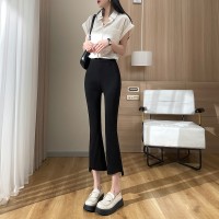 黑色西装喇叭裤春夏款高腰直筒休闲法棍裤百搭九分烟管裤子