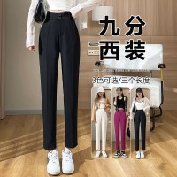 西装裤春夏九分高腰显瘦直筒工装烟管裤休闲职业八分小脚裤