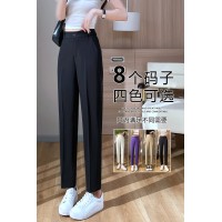 西装裤女直筒垂感九分烟管裤小个子休闲黑色职业工作西服裤