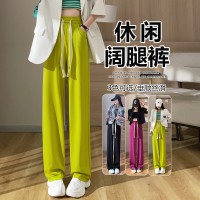 新款春夏运动裤女小个子宽松阔腿裤显瘦冰丝直筒裤休闲卫裤