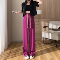 新款春夏运动裤女小个子宽松阔腿裤显瘦冰丝直筒裤休闲卫裤