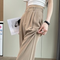 窄版阔腿裤女胖mm大码高腰垂感冰丝直筒高级感西装裤薄款夏