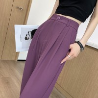 窄版阔腿裤女胖mm大码高腰垂感冰丝直筒高级感西装裤薄款夏