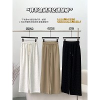 设计感烫钻宽松阔腿裤卫裤女夏季高腰显瘦拖地裤休闲裤子