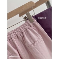 夏季粉紫色日杂风休闲阔腿裤女薄款宽松显瘦直筒九分裤哈伦萝卜裤