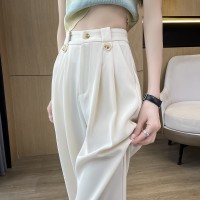 2024新款大码九分直筒西装裤胖妹妹遮肉显瘦气质休闲哈伦裤
