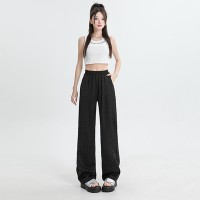 冰丝阔腿裤烫钻醋酸女小众设计感休闲慵懒潮通勤拖地阔腿裤凉凉裤