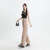 冰丝阔腿裤烫钻醋酸女小众设计感休闲慵懒潮通勤拖地阔腿裤凉凉裤