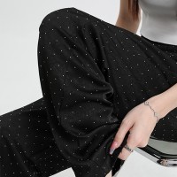 冰丝阔腿裤烫钻醋酸女小众设计感休闲慵懒潮通勤拖地阔腿裤凉凉裤