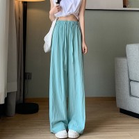 冰丝阔腿裤女夏季高腰休闲日系棉麻慵懒感山本裤褶皱直筒裤子