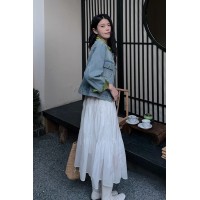 新中式牛仔短外套女2024早春新款大码女装小个子复古夹克上衣