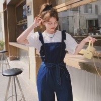 【现货2024】荷叶边牛仔背带裤设计猫耳朵199