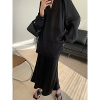 醋酸缎面高级感半身裙女夏气质高腰垂感显瘦鱼尾裙法式中长款裙子
