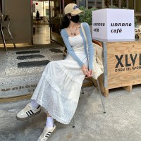 白色半身裙女高腰a字裙蛋糕裙温柔风长裙设计感钩花裙子