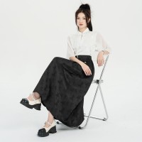 2024夏装新款新中式风提花吊坠显瘦A字版中长款女
