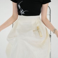 2024夏装新款新中式风提花吊坠显瘦A字版中长款女